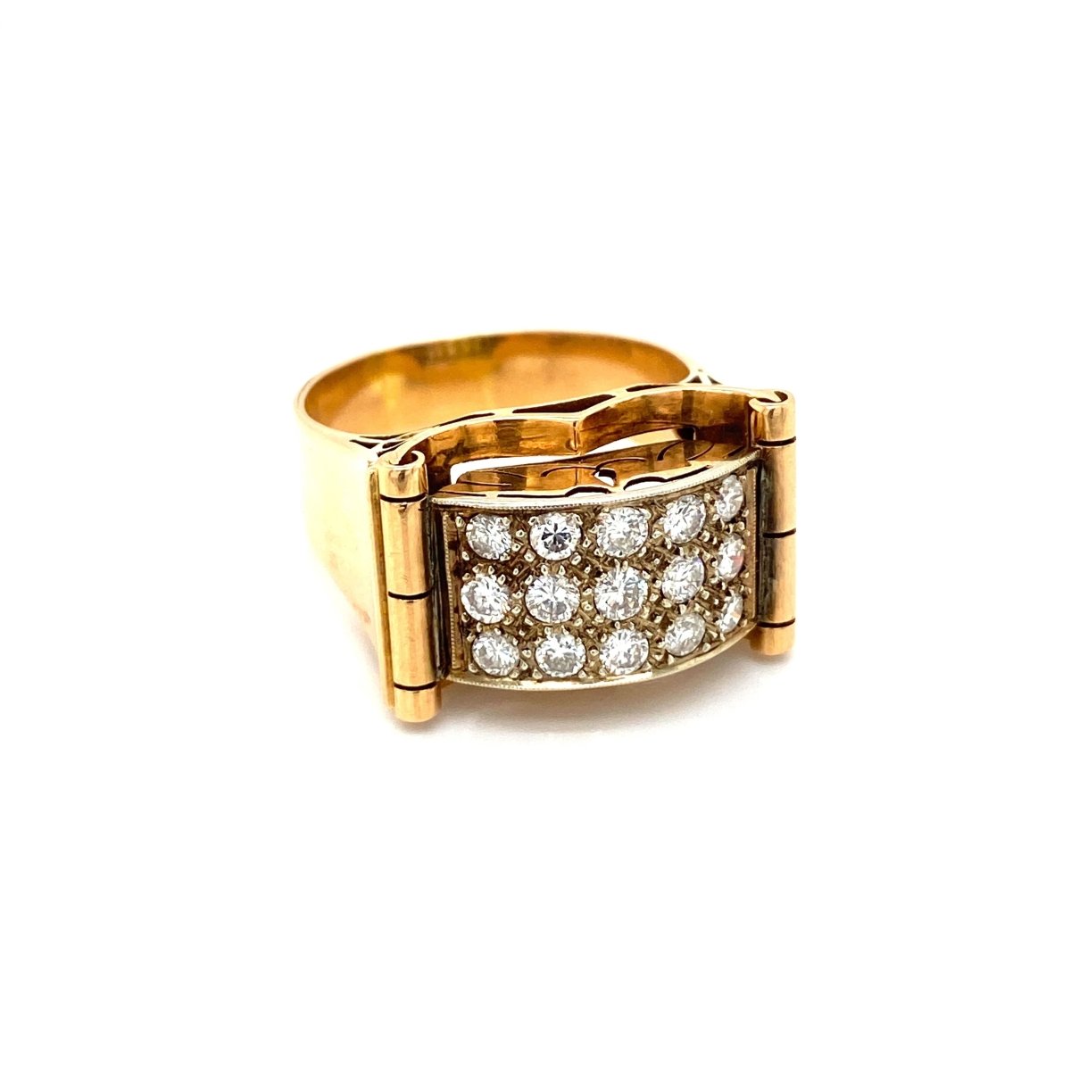 Art Deco 1.50 Carat Diamond Gold Band Ring - Castafiore