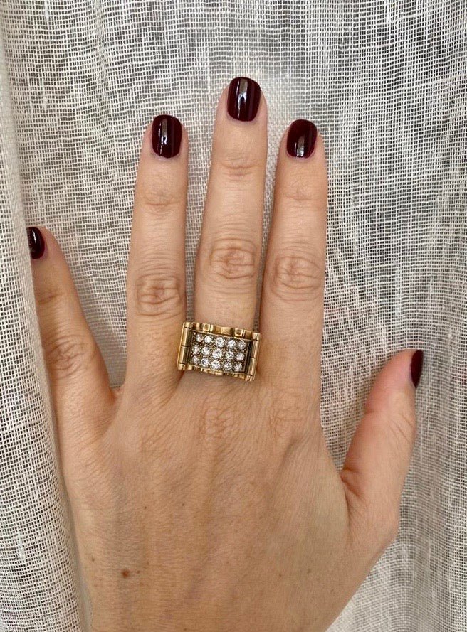 Art Deco 1.50 Carat Diamond Gold Band Ring - Castafiore