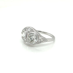 Art Deco 2.45 Carat Diamond Plaque Filigree Ring - Castafiore