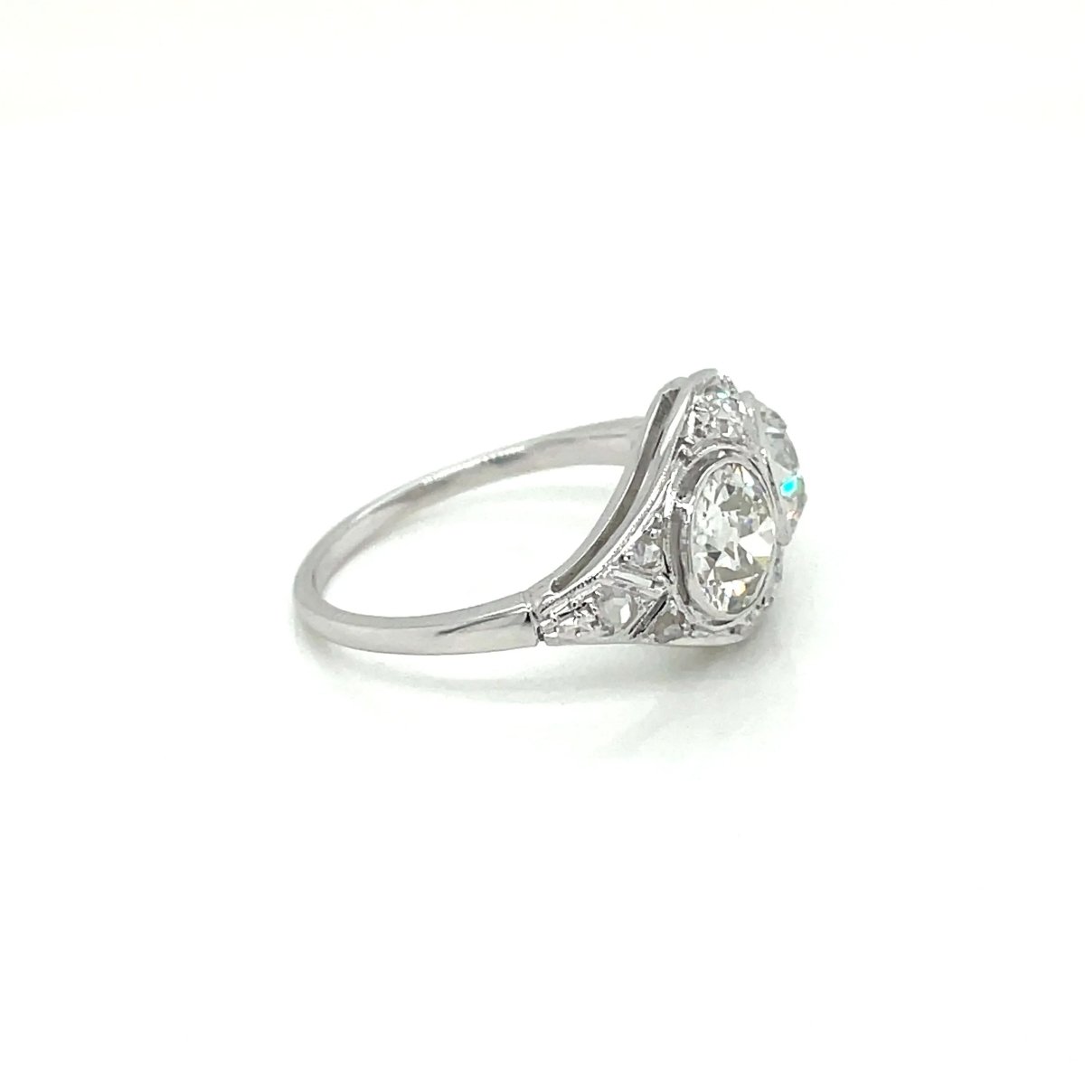 Art Deco 2.45 Carat Diamond Plaque Filigree Ring - Castafiore