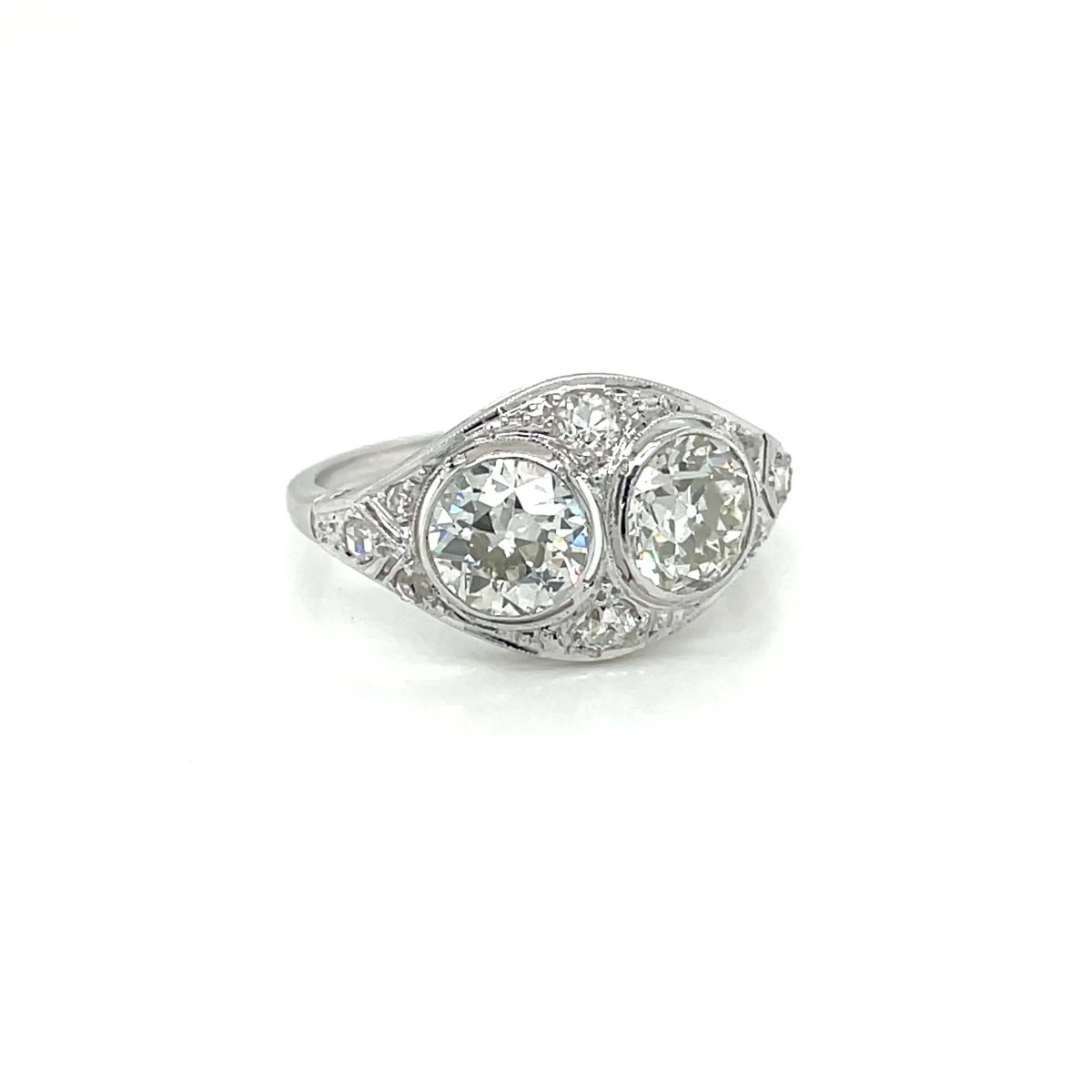Art Deco 2.45 Carat Diamond Plaque Filigree Ring - Castafiore