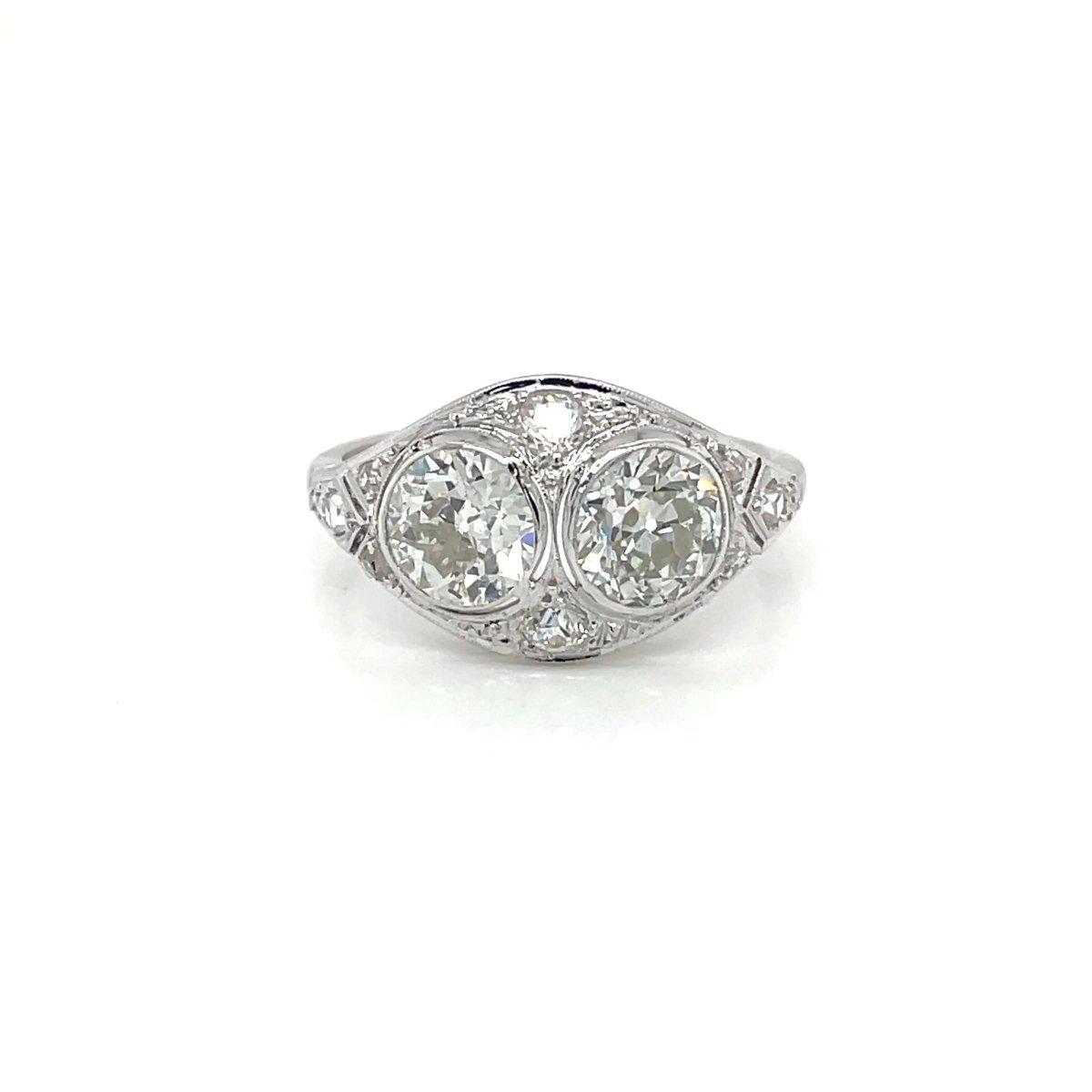 Art Deco 2.45 Carat Diamond Plaque Filigree Ring - Castafiore