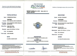 Art Deco Certified No Heat Burma Sapphire Diamond Gold Ring - Castafiore