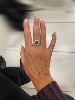 Art Deco Certified No Heat Burma Sapphire Diamond Gold Ring - Castafiore