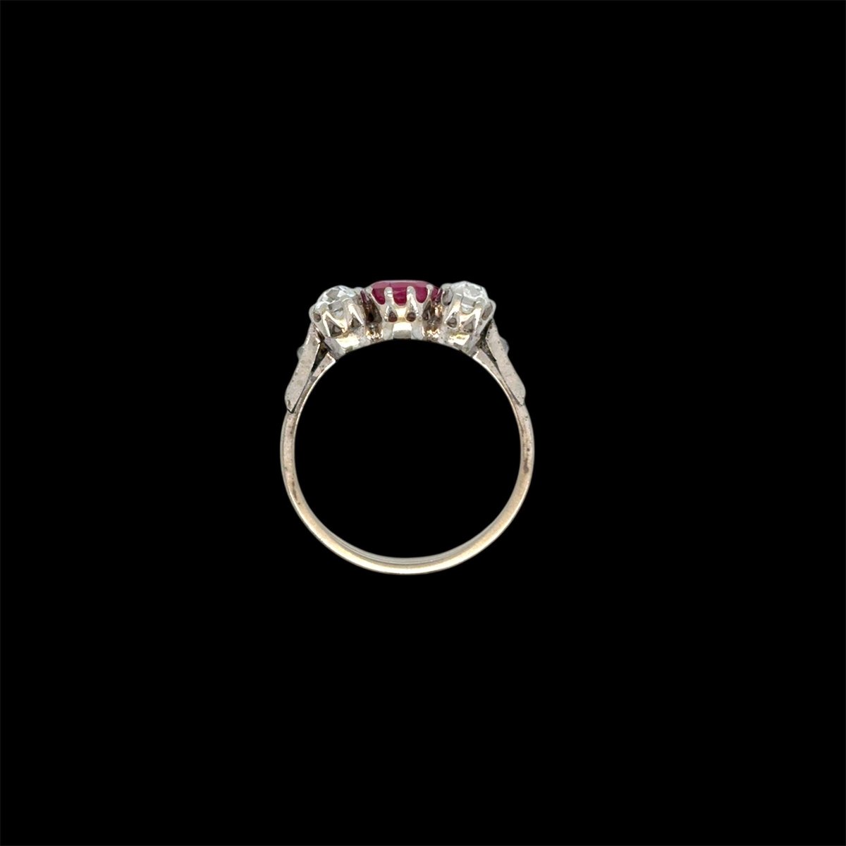Art Deco Certified Unheated Burmese Ruby Diamond Gold Ring - Castafiore