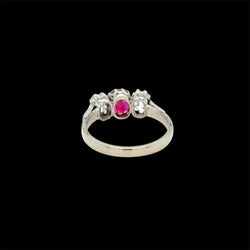 Art Deco Certified Unheated Burmese Ruby Diamond Gold Ring - Castafiore