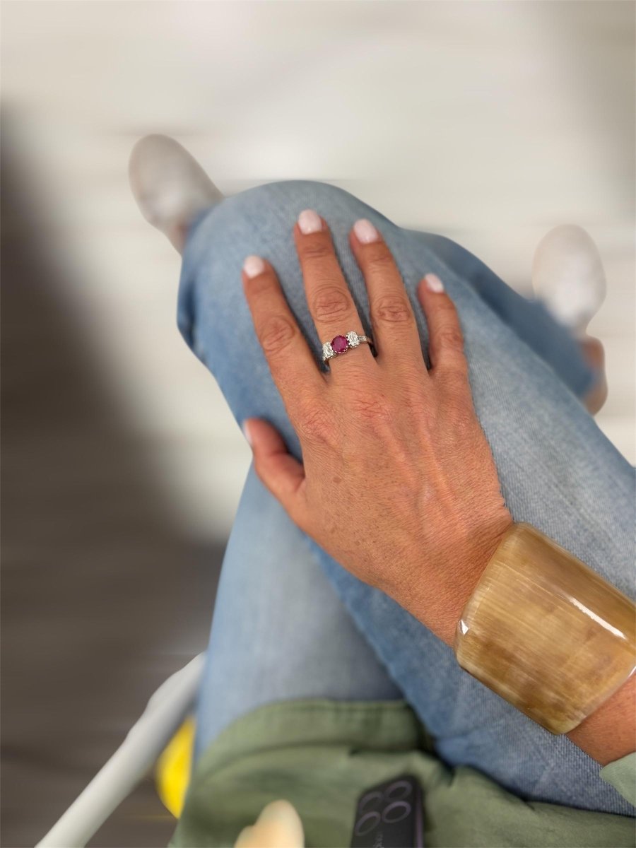 Art Deco Certified Unheated Burmese Ruby Diamond Gold Ring - Castafiore
