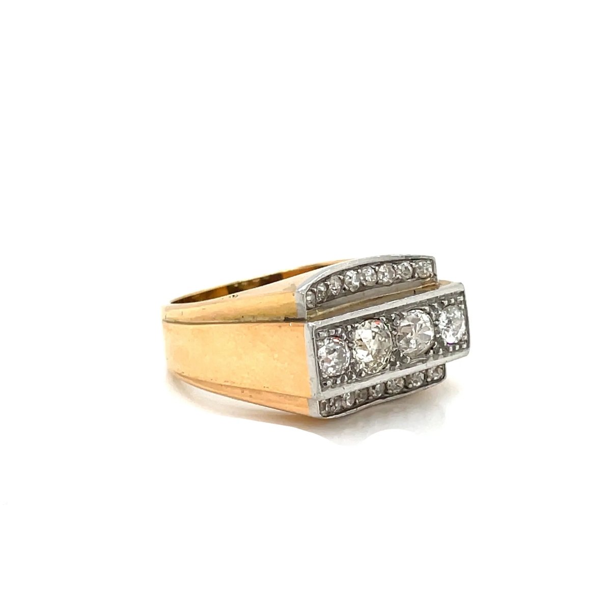 Art Deco Diamond Gold Cocktail Ring - Castafiore