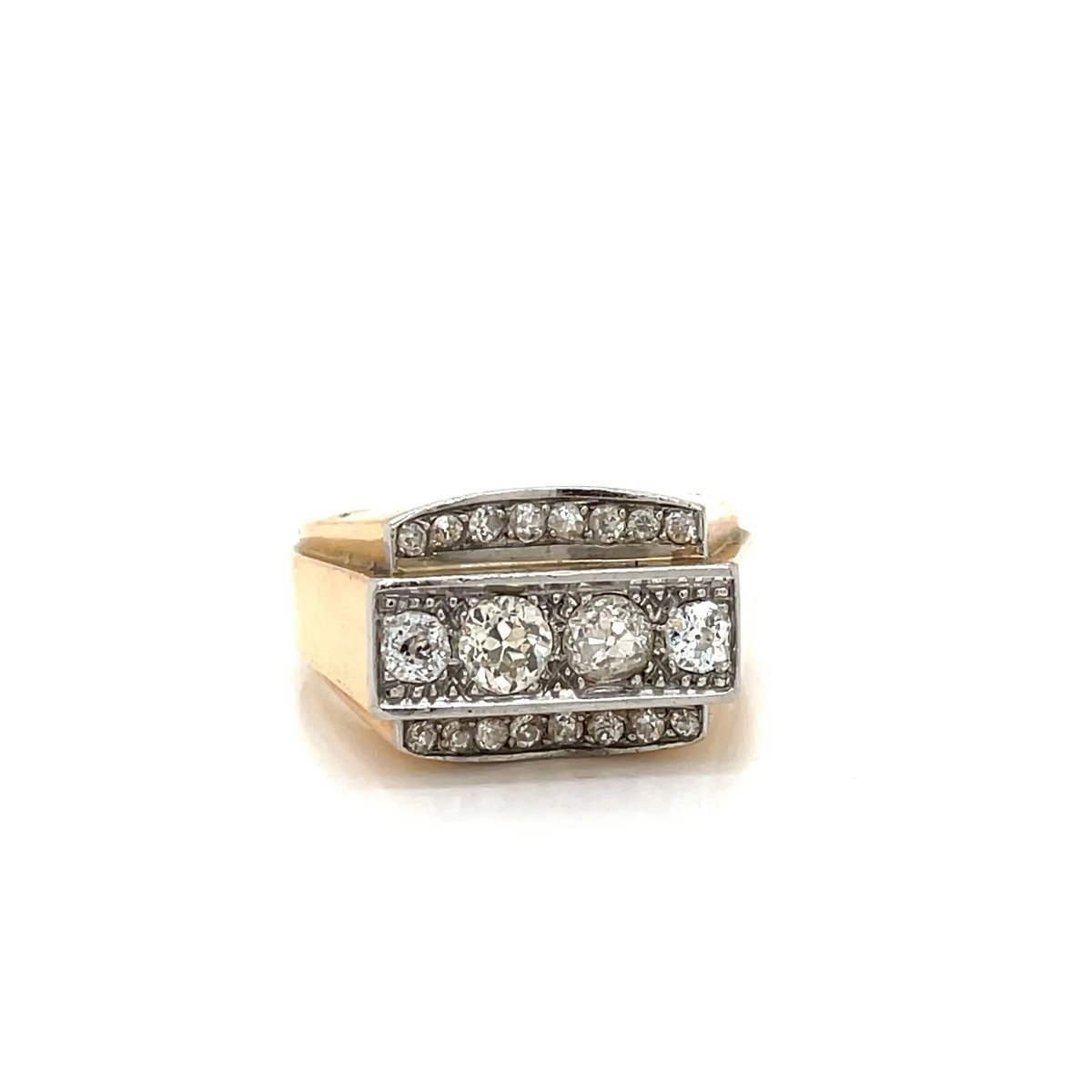 Art Deco Diamond Gold Cocktail Ring - Castafiore