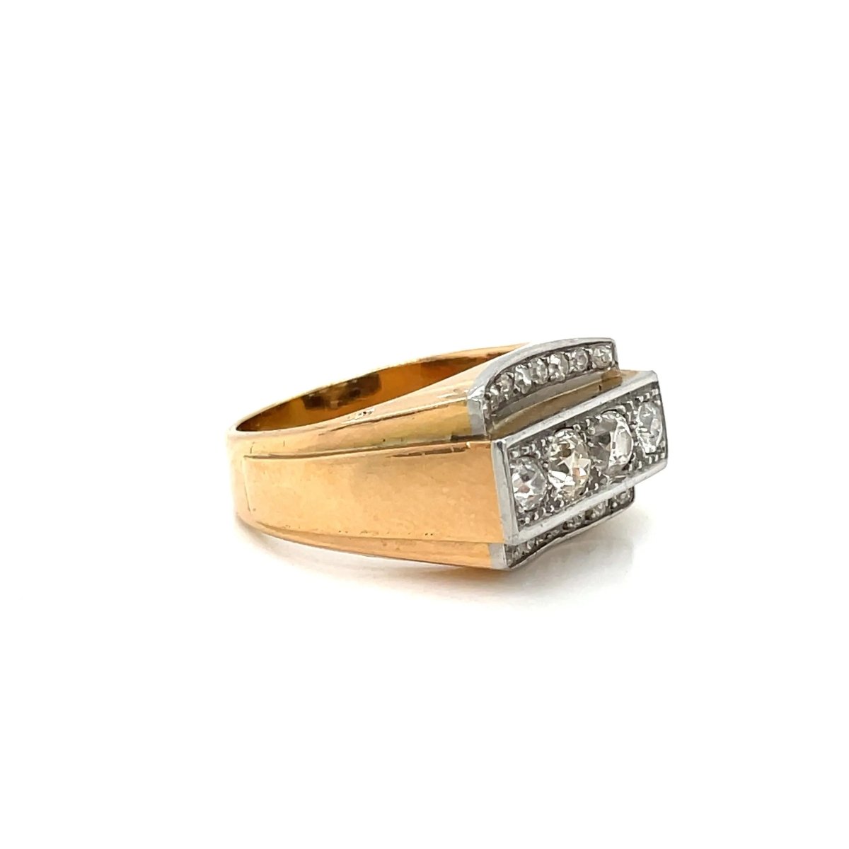 Art Deco Diamond Gold Cocktail Ring - Castafiore