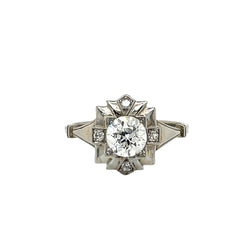 Art Deco Diamond Plaque Filigree Engagement Ring - Castafiore