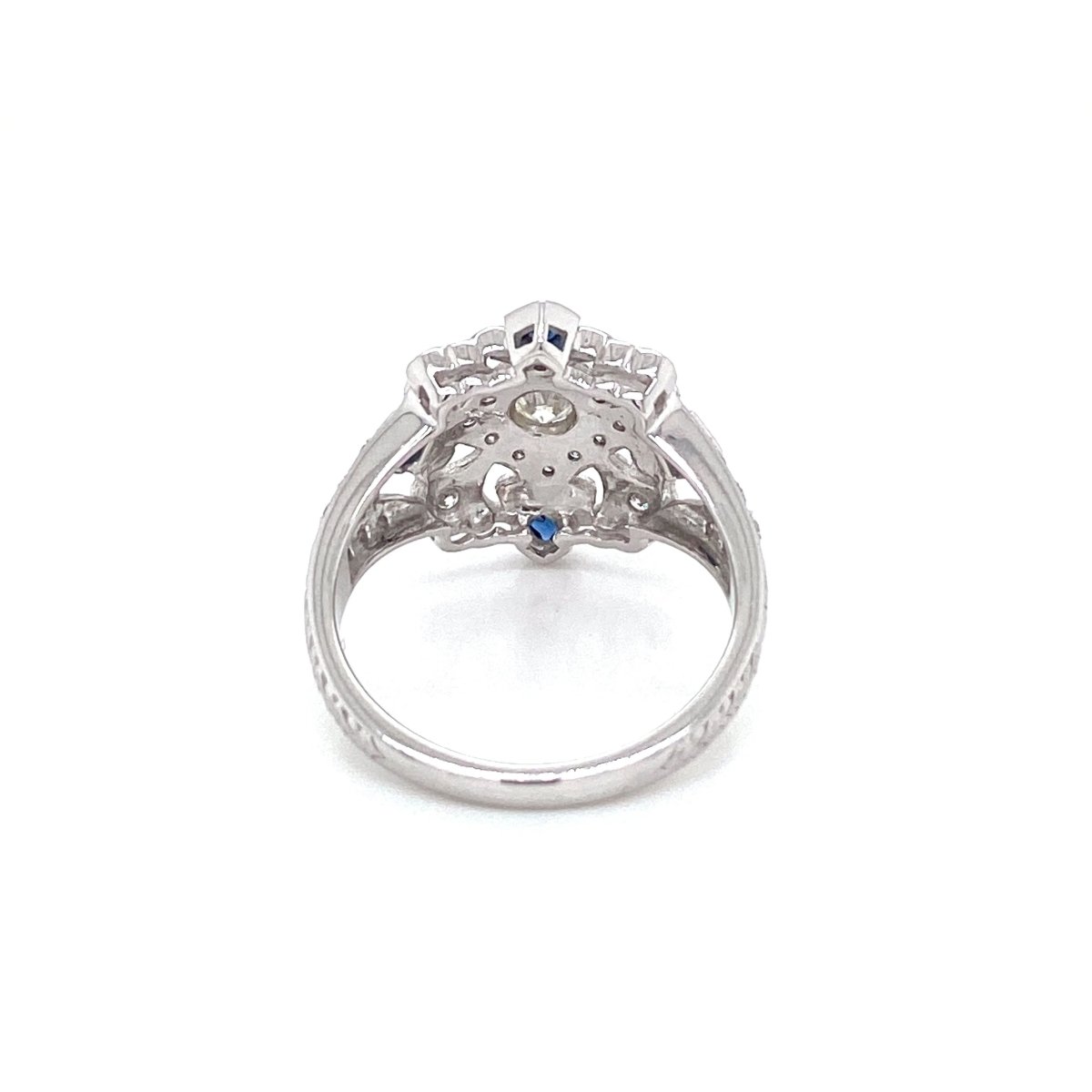 Art Deco Diamond Sapphire Cocktail Ring - Castafiore