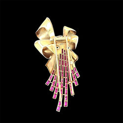 Art Deco Rose Gold Bow Brooch - Castafiore