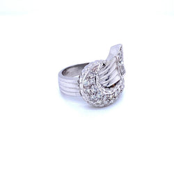 Art Deco Style Diamond Gold Bow Ring - Castafiore