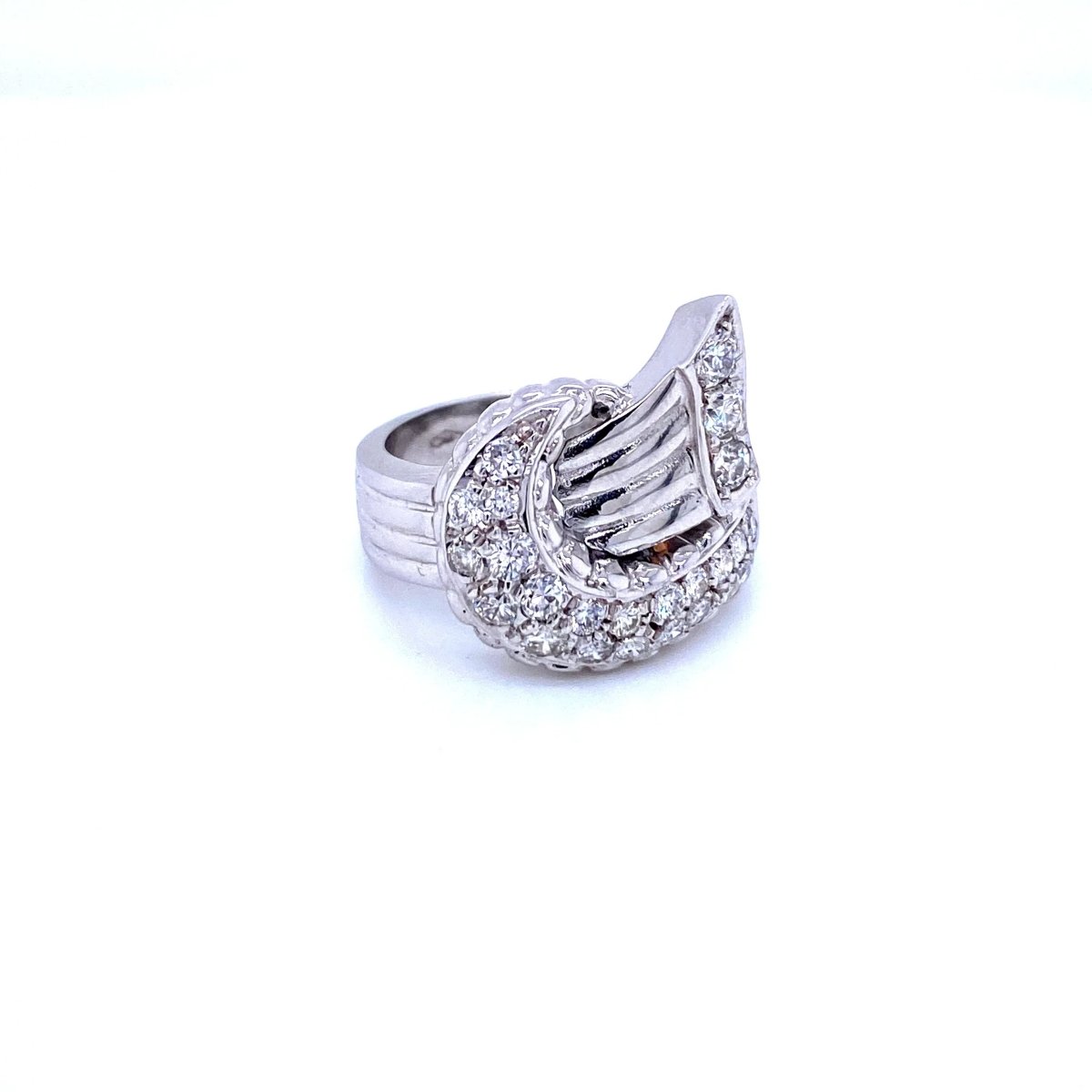 Art Deco Style Diamond Gold Bow Ring - Castafiore