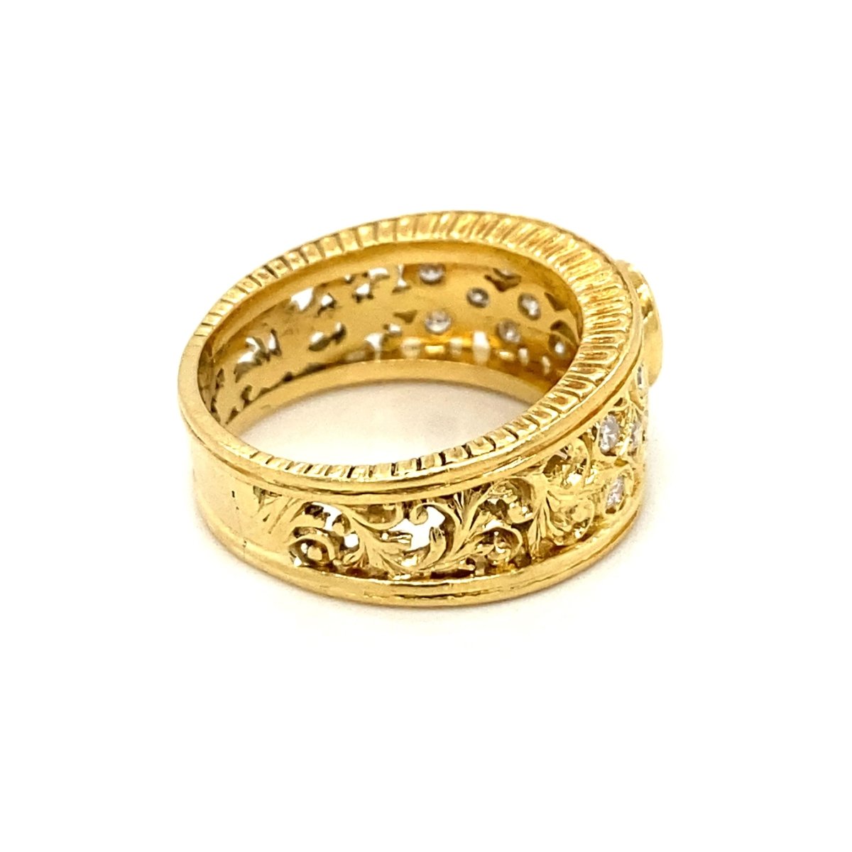 Art Nouveau Ruby Diamond Gold Band Ring - Castafiore