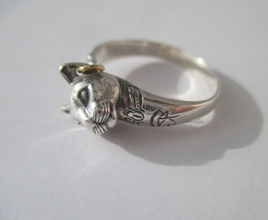 Arthus BERTRAND - Bague Le Chat Egyptien Argent et Or - Castafiore