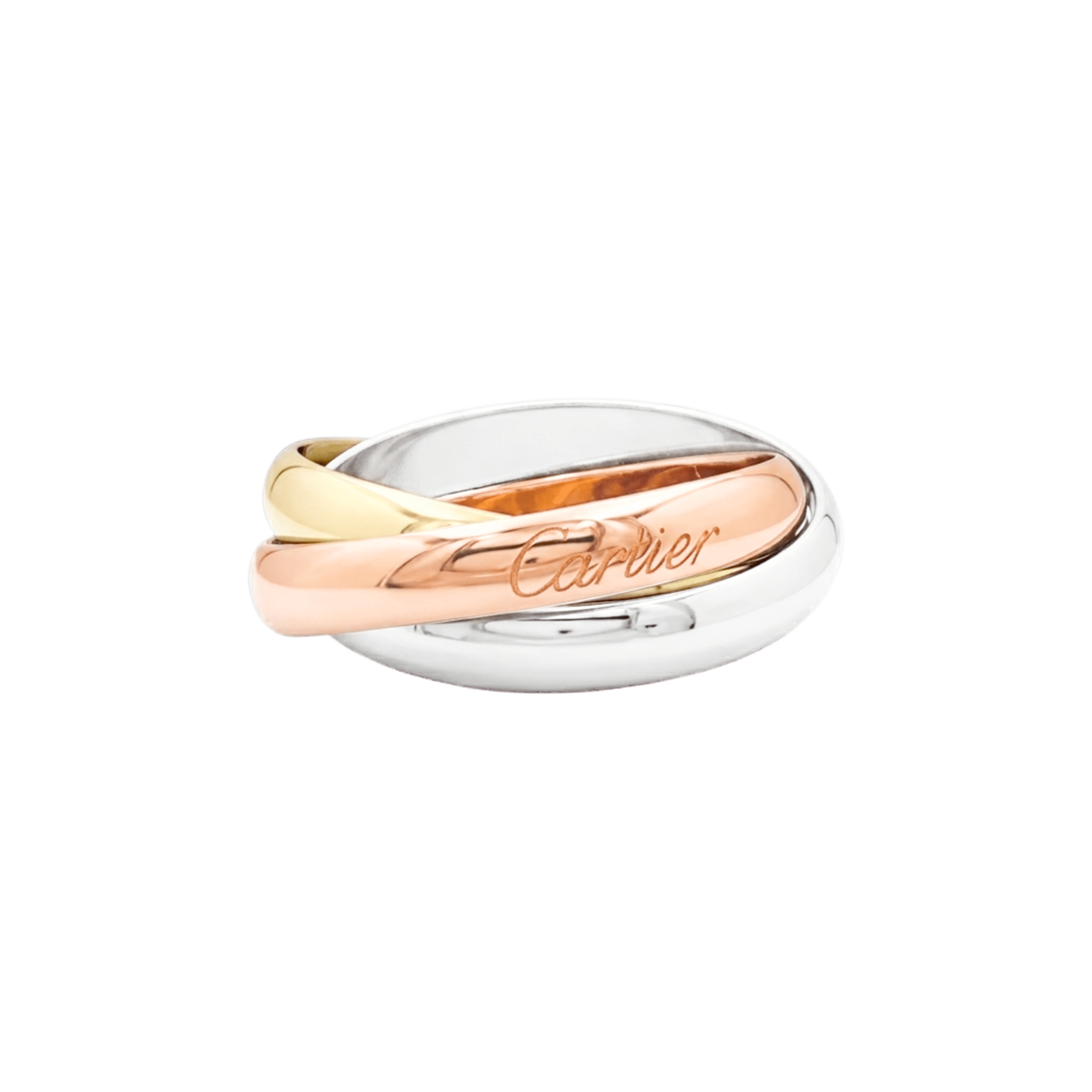 Bague Cartier, "Trinity Classique", trois anneaux en trois tons d'or.