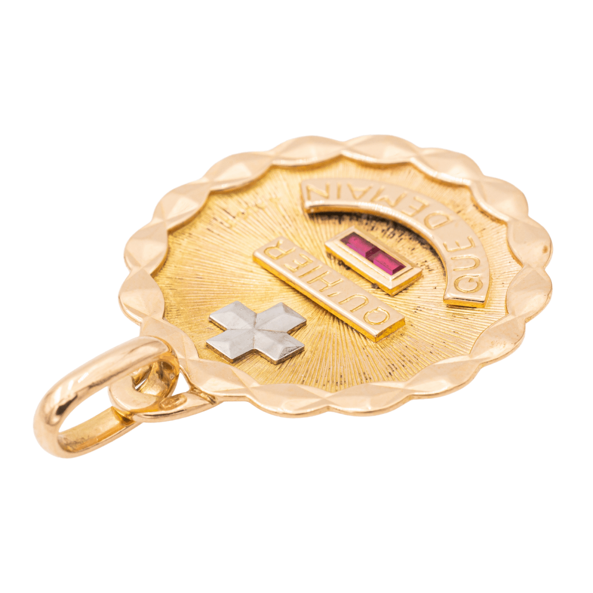 Augis Pendentif Médaille Médaille d'amour Or jaune Rubis - Castafiore