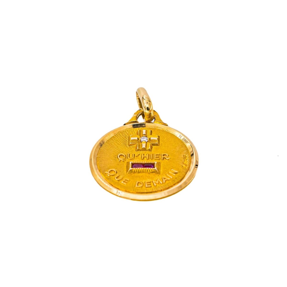 Augis Pendentif Médaille Médaille d'amour Or jaune Rubis - Castafiore