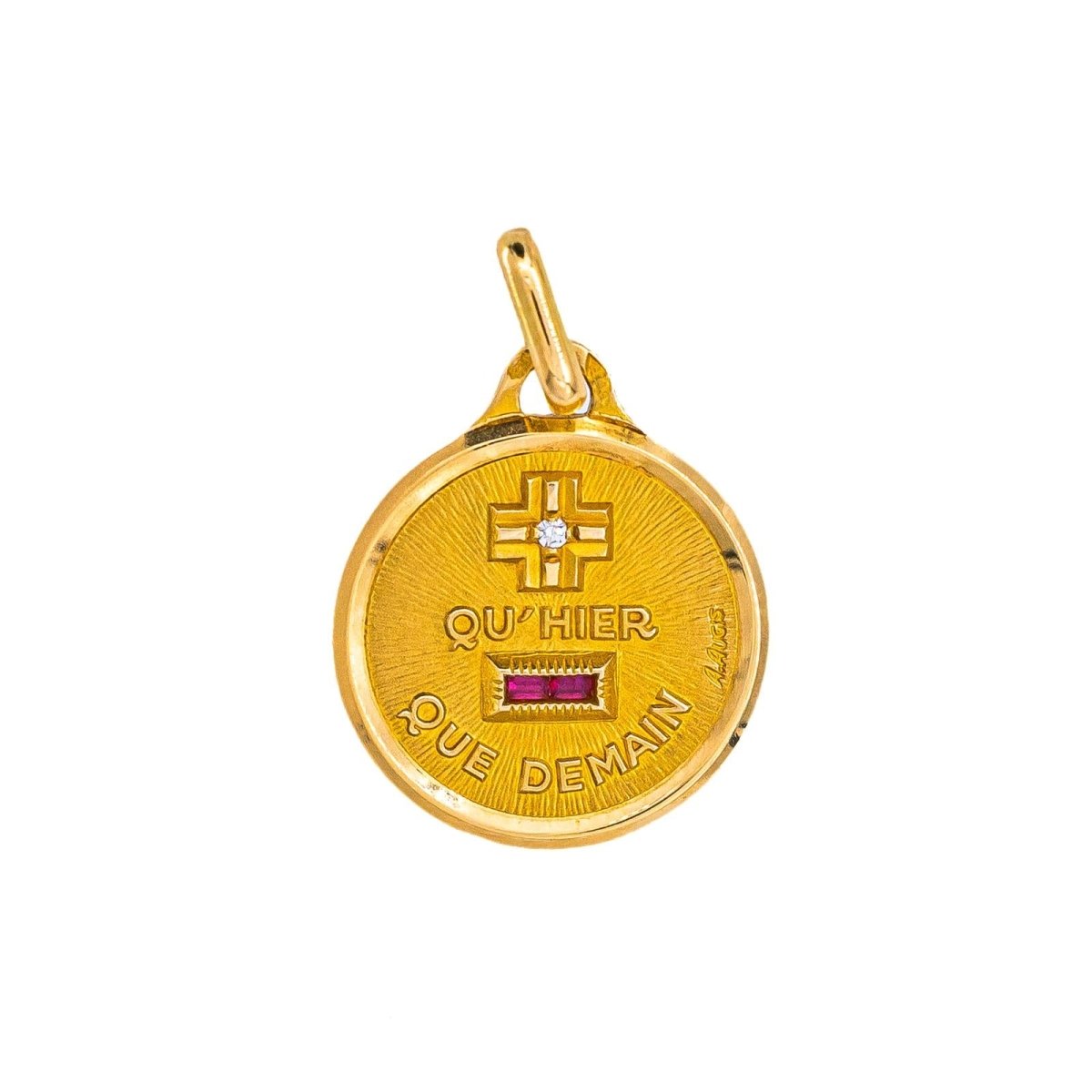 Augis Pendentif Médaille Médaille d'amour Or jaune Rubis - Castafiore