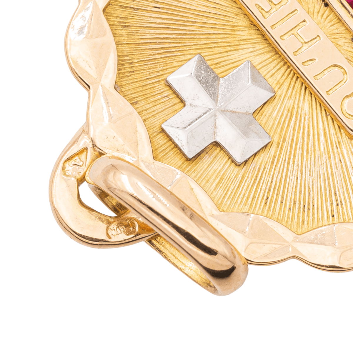 Augis Pendentif Médaille Médaille d'amour Or jaune Rubis - Castafiore
