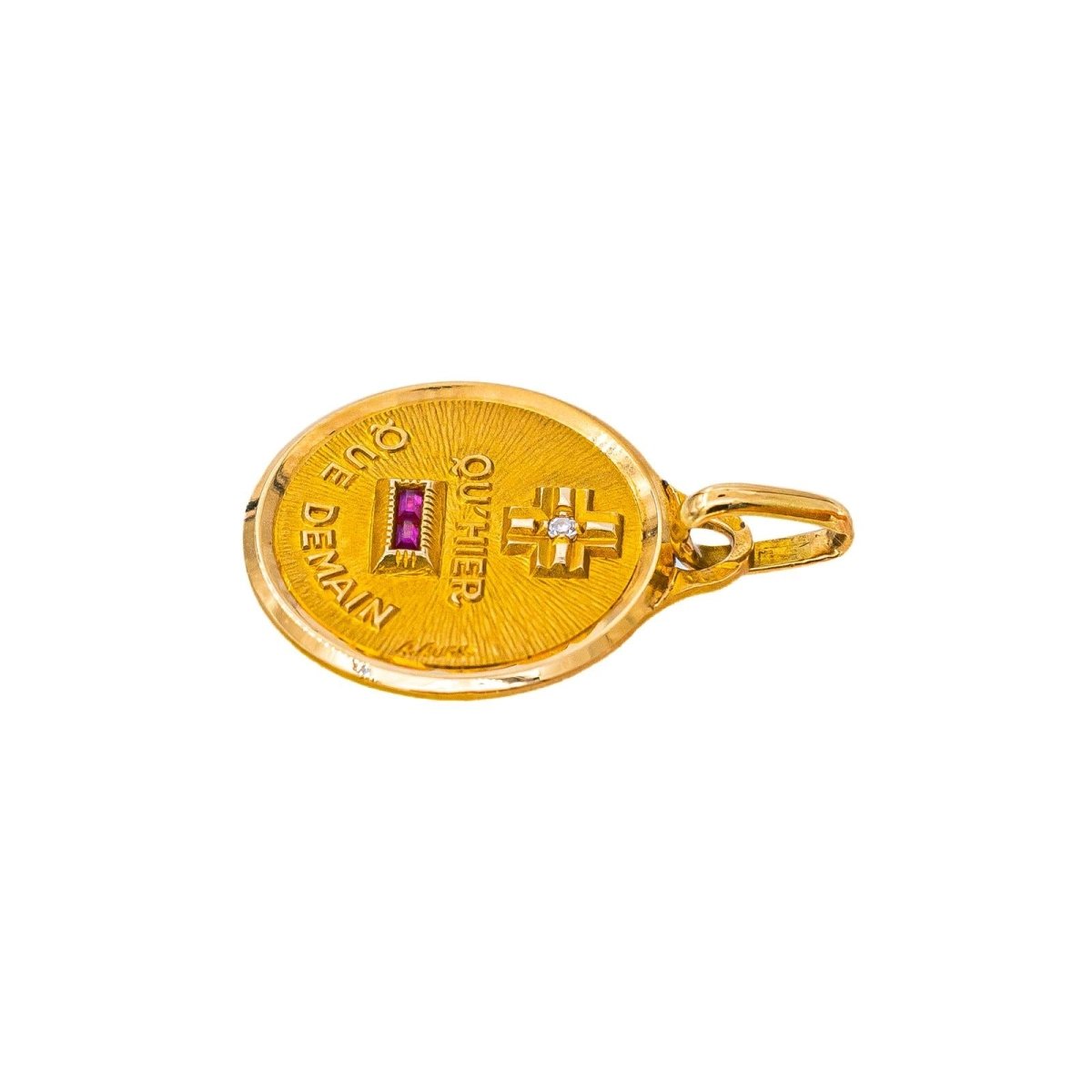 Augis Pendentif Médaille Médaille d'amour Or jaune Rubis - Castafiore