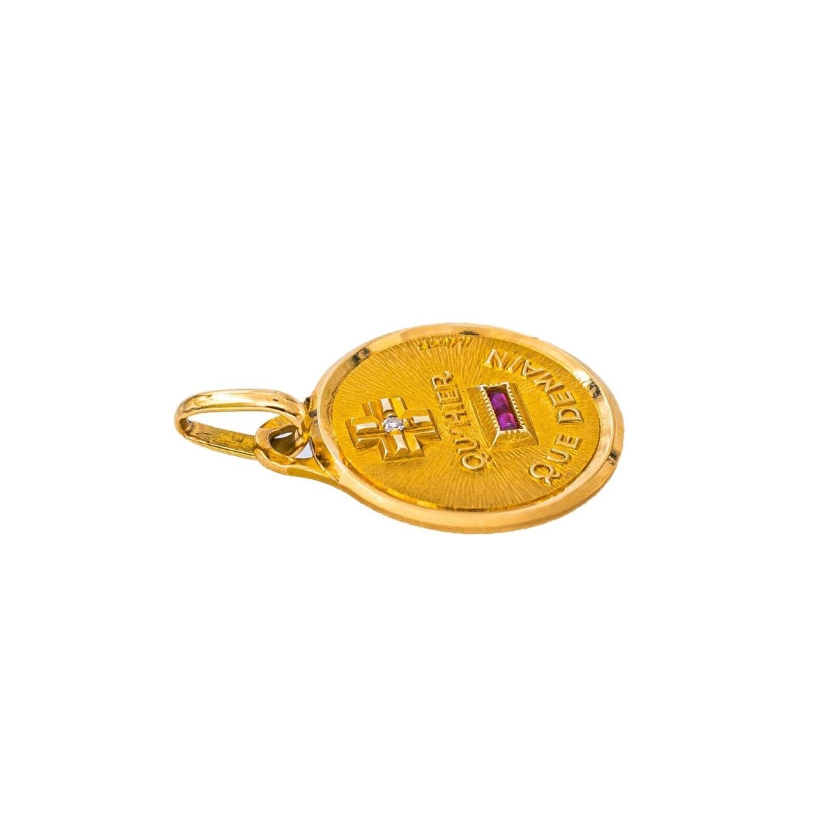 Augis Pendentif Médaille Médaille d'amour Or jaune Rubis - Castafiore