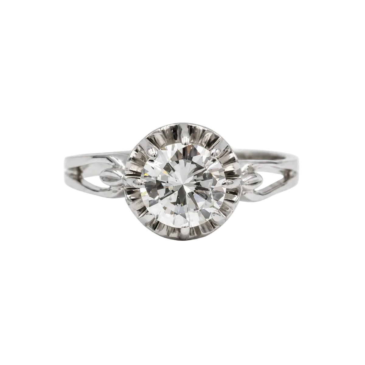 Bague Solitaire en or blanc, platine et diamant