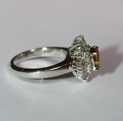 Bague Entourage en platine, saphir et diamants
