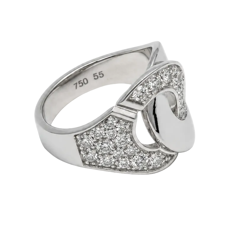 Bague Pavée DINH VAN "Menottes" en or blanc et diamants