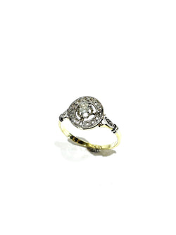 Bague cible en or jaune et diamants