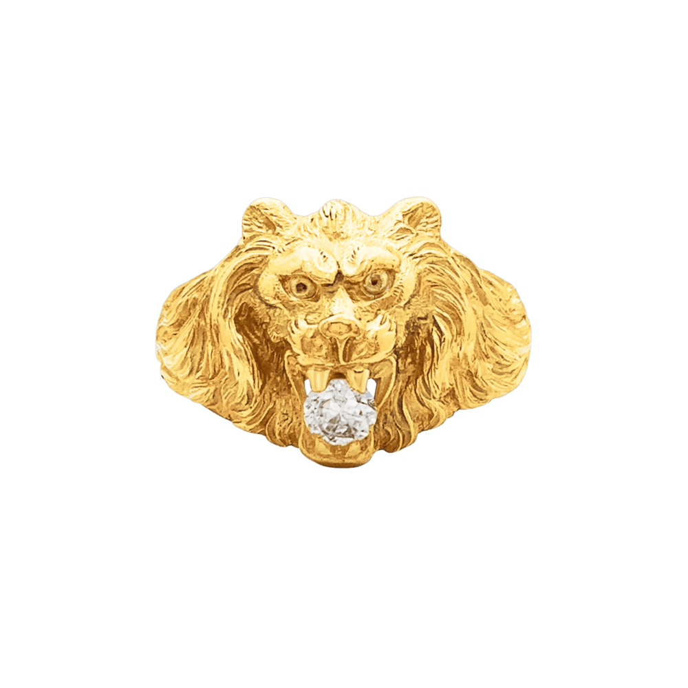 Bague « Lion », or jaune, diamant.