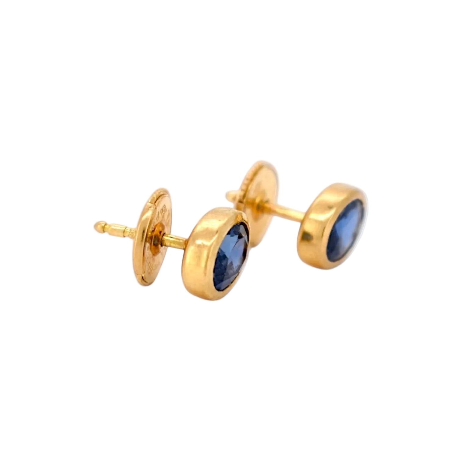 Boucles d'oreilles Puces en or jaune et saphirs