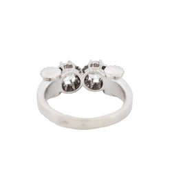 Bague Toi & Moi en or blanc, platine et diamants
