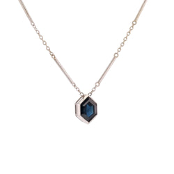 Collier Pendentif en or blanc et saphir