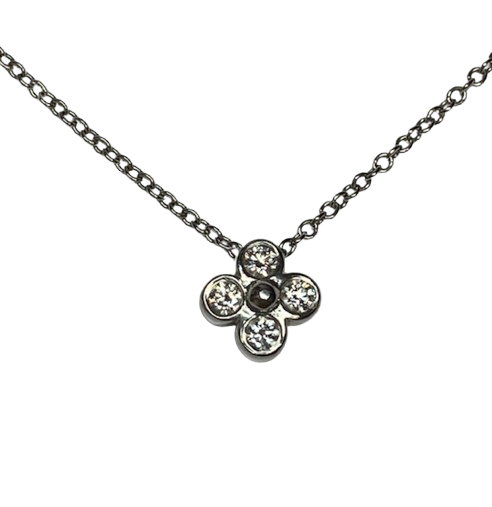 Collier Pendentif TIFFANY & CO. Trèfle en platine et diamants