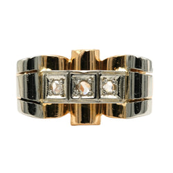 Bague Tank en or blanc, or jaune et diamants