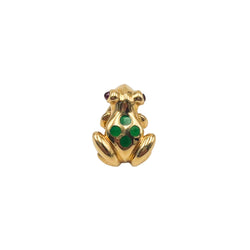 Broche Pin CARTIER "Grenouille" en or jaune, émail et rubis