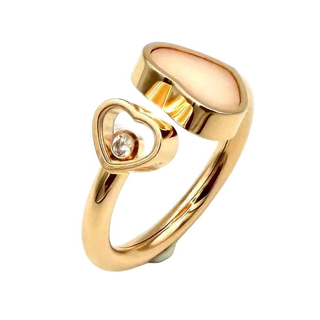 Bague Toi & Moi CHOPARD "Happy Hearts" en or rose, opale et diamant