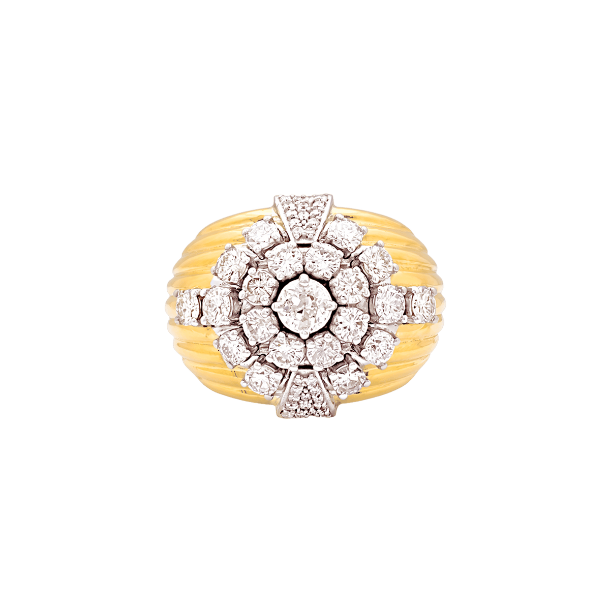 Bague Dôme en or blanc, or jaune et diamants