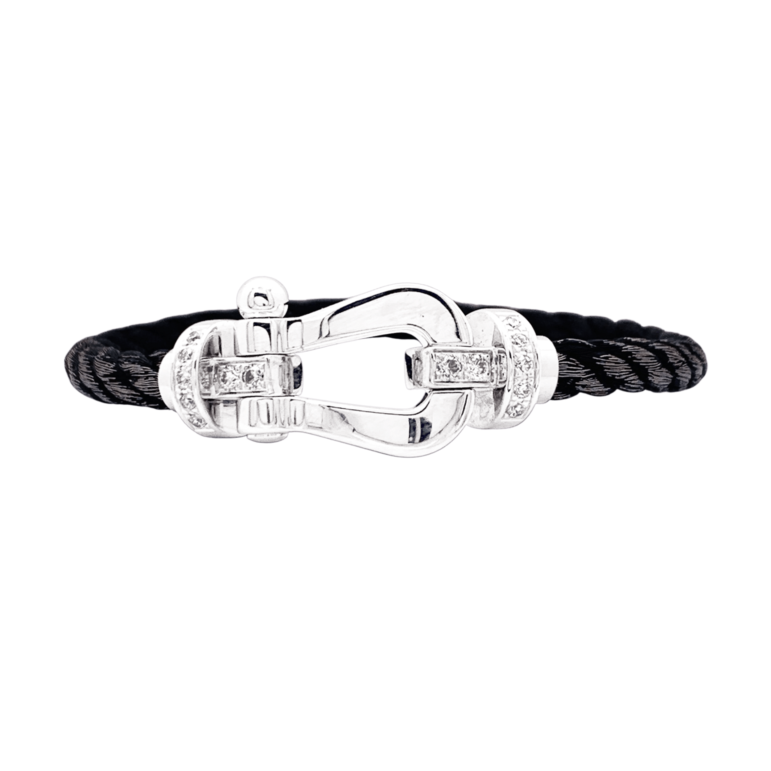 Bracelet Fred, "Force 10", or blanc, diamants.