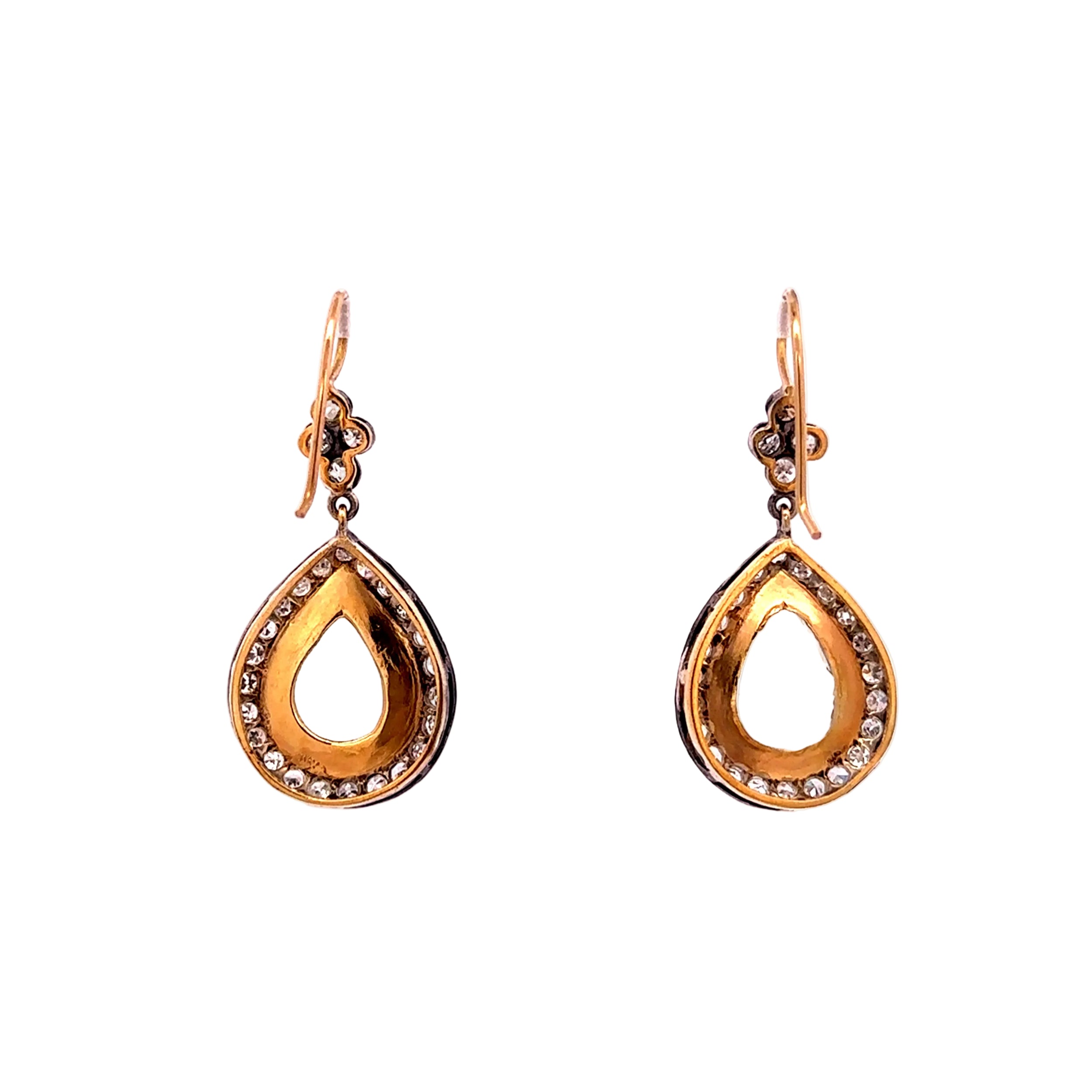 Boucles d'oreilles Pendantes en or jaune, argent, aigues-marines et diamants