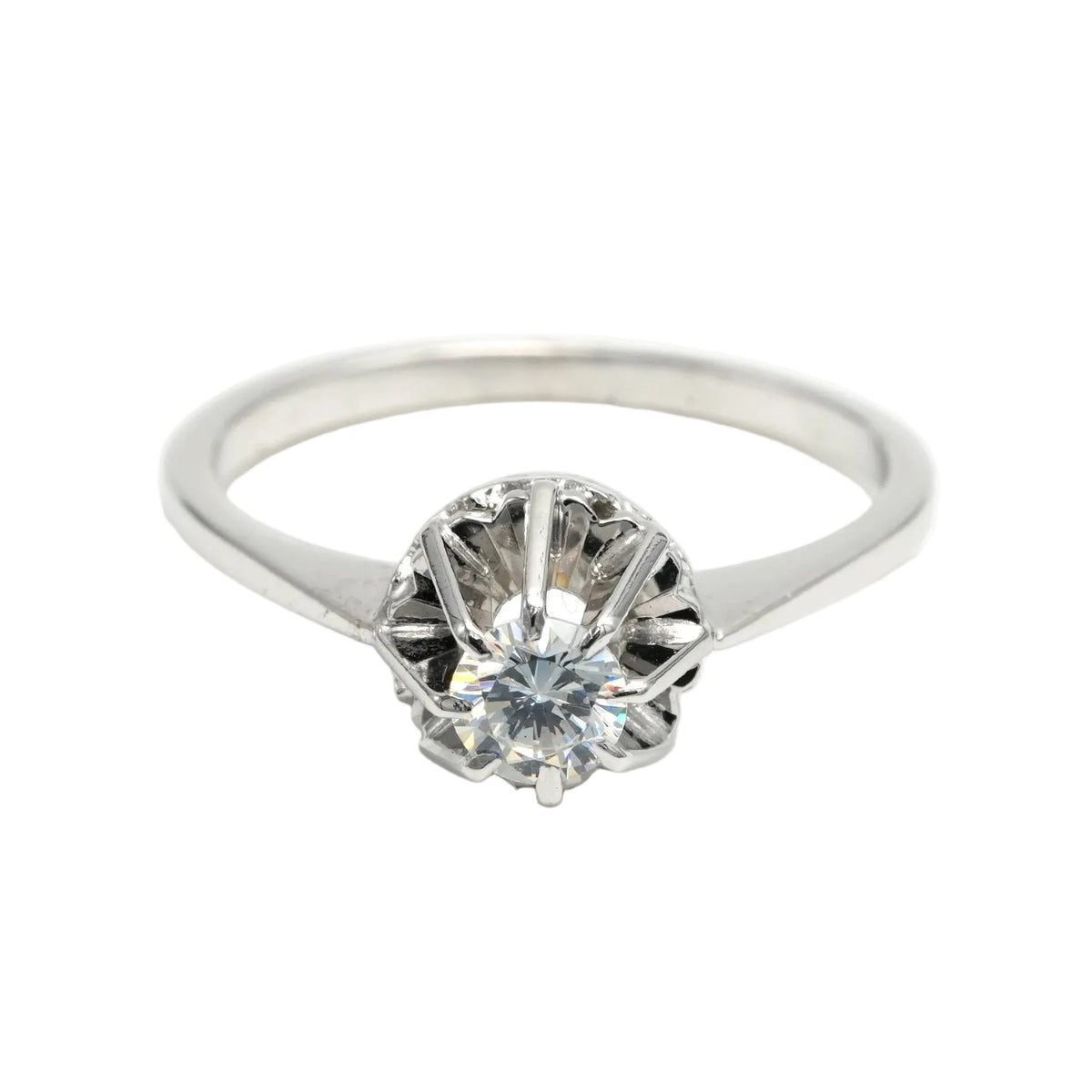 Bague Solitaire en or blanc et zirconium