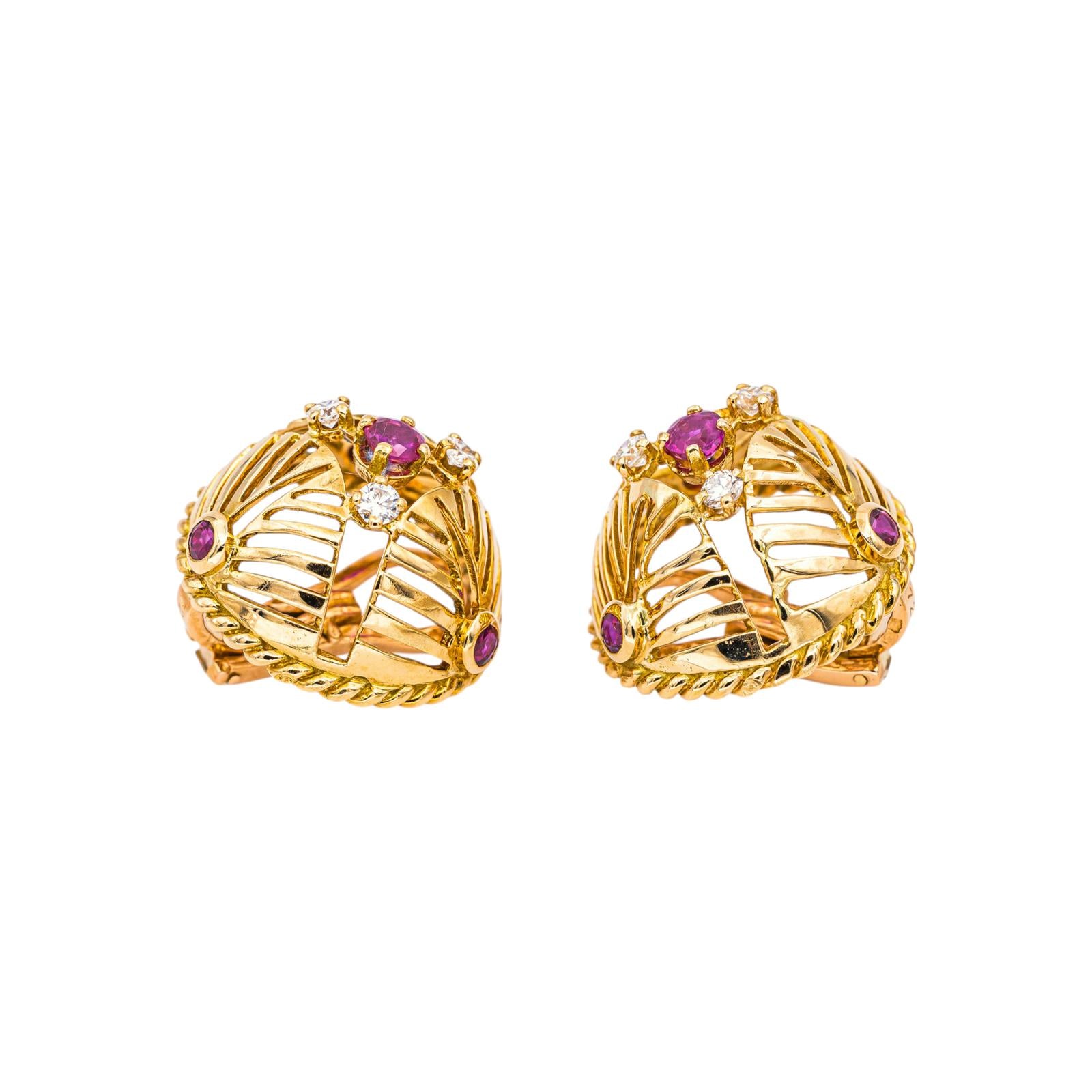 Gübelin Boucles d'oreilles Clips Or jaune Rubis