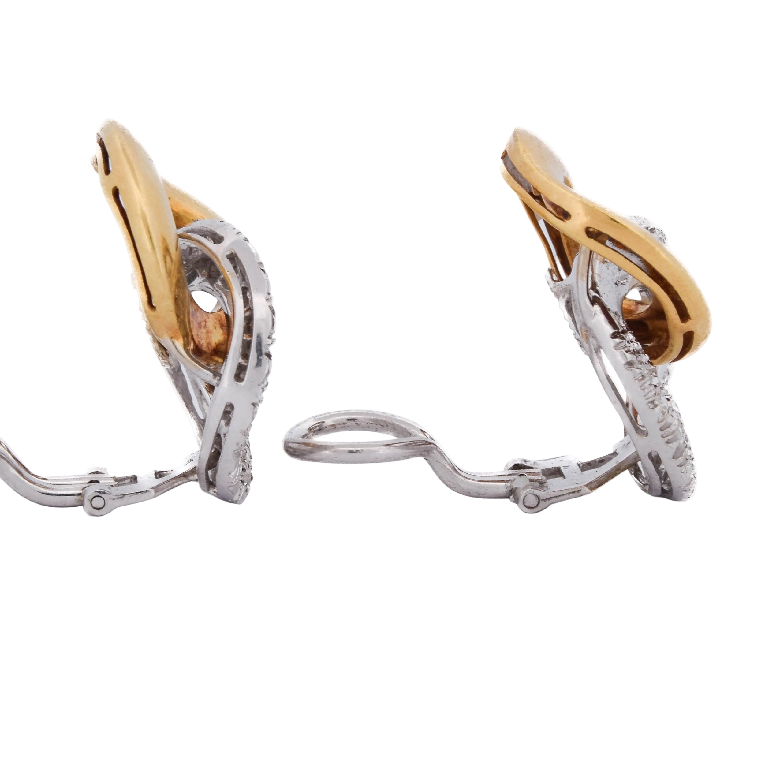 Boucles d'oreilles Clips LUNATI en or blanc, or jaune et diamants