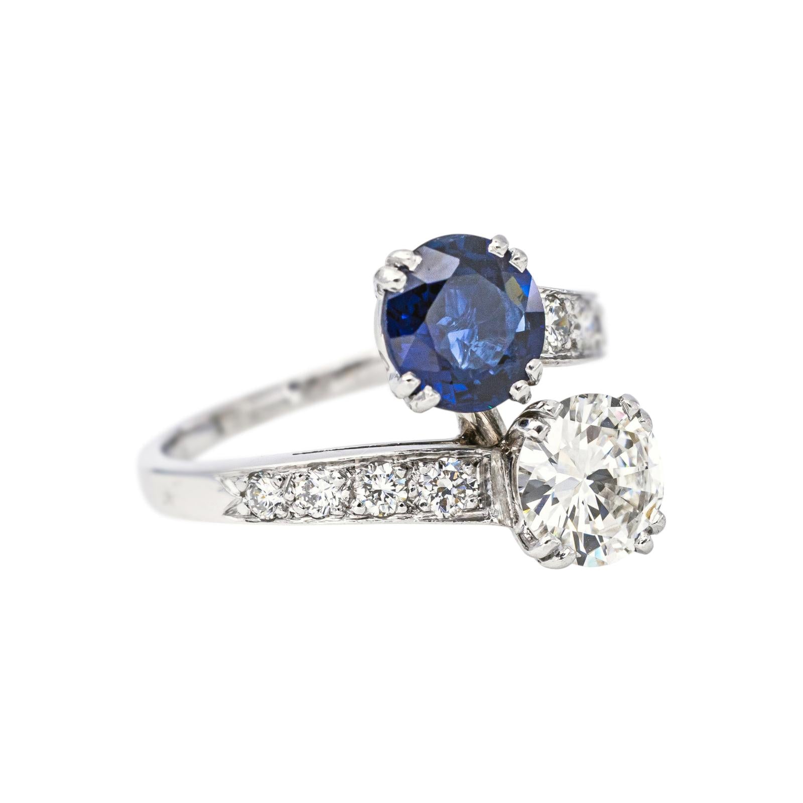 Bague Toi & Moi Platine Saphir