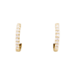 Paire de petites créoles en or jaune, diamants.