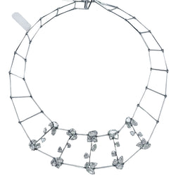 Collier plastron en or blanc et diamants taille rose