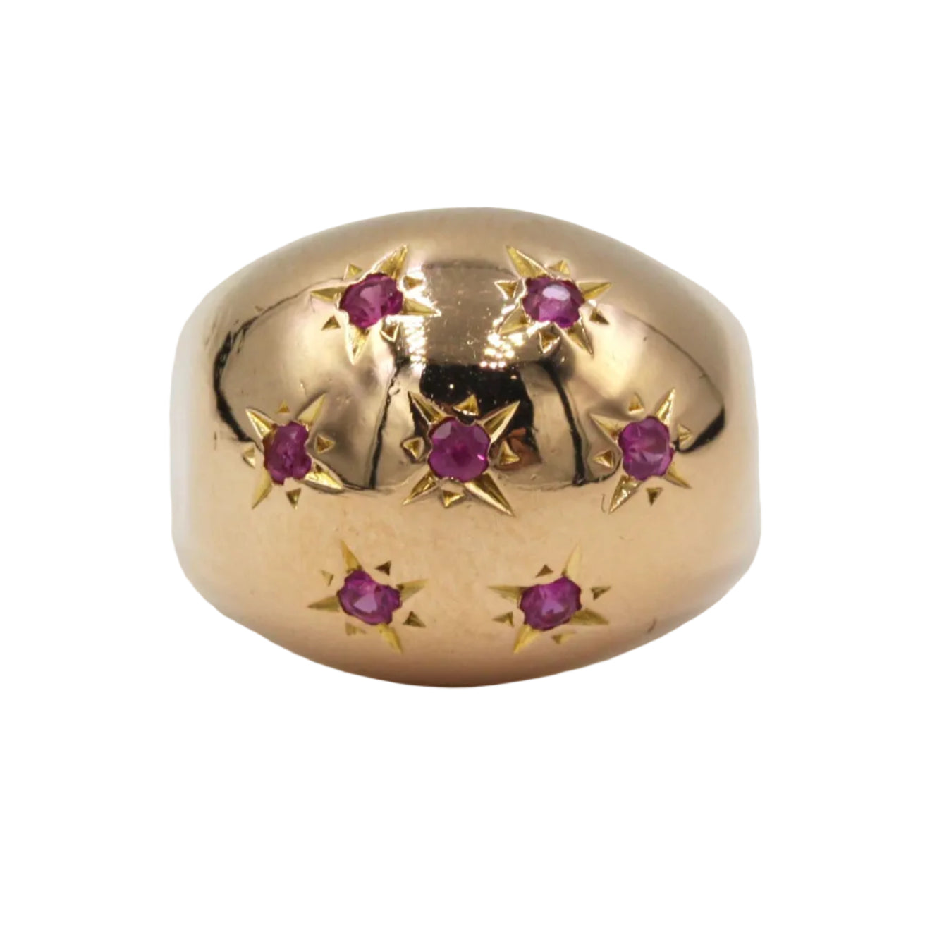Bague Dôme en or jaune et rubis